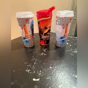 Jurassic Park and Universal Studios Travel Tumblers - Red, White, Gray/All 3